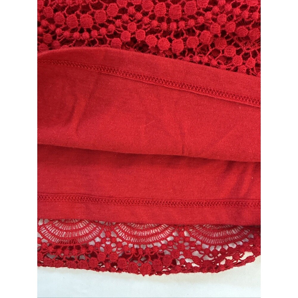 Talbots RSVP Off Shoulder Top XL Red Cotton Crochet Lace Scalloped Romantic Chic - Picture 13 of 14